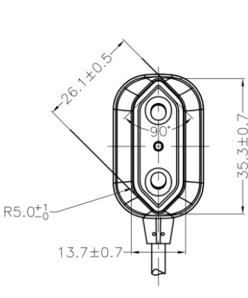 USB Micro, Oplader / Strømforsyning,  POS POWER POS05100A-micro, drawing bottom view