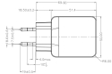 USB A, Oplader / Strømforsyning,  POS POWER POSB05310A-2USB, drawing side  view