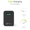 USB A - QC 3.0, Oplader /  Strømforsyning,  Green Cell  CHARGC03, fast charging