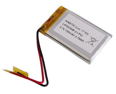 Lithium-Ion polymer battery 3.7V, 750mAh, rechargeable, cables 70mm