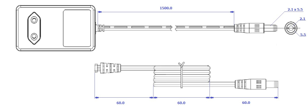 12V, 3A/36W Strømforsyning, POSC12300A-H, wire drawing