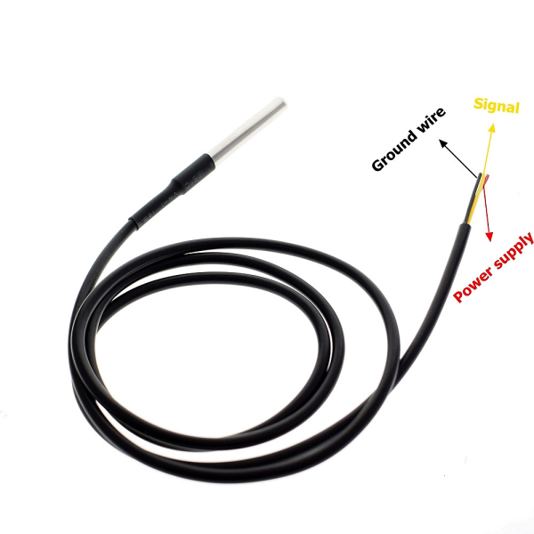 DS18B20 Waterproof Temperature Probe Sensor, 5m