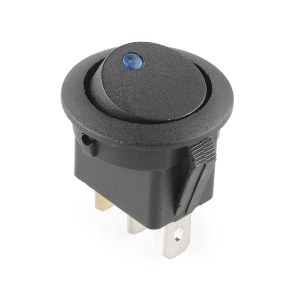 Rocker Switch - Round w/ Blue LED