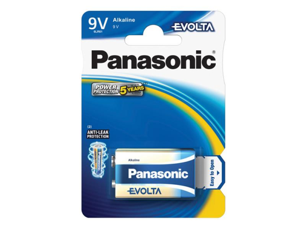 Battery 6F22 (9V) alkaline PANASONIC Evolta 1pc / blister