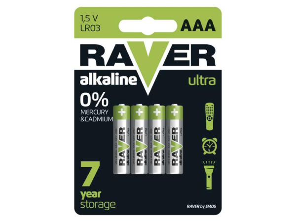 Battery AAA (R03) alkaline RAVER  4pcs