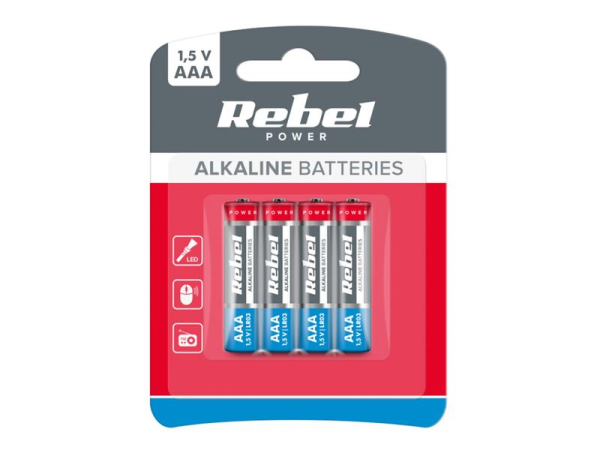 Battery AAA LR03 alkaline REBEL Alkaline Power 4pcs / blister BAT0060B