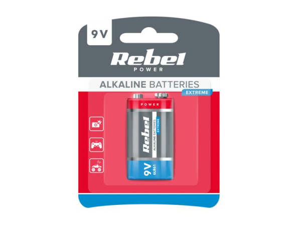 Battery 6LR6 (9V) alkaline REBEL EXTREME 1pc / blistr BAT0092B