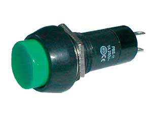 Push-button switch  ON-OFF 250V/1A (rounded) - green