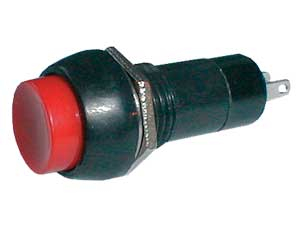 Push-button switch  OFF-(ON) 250V/1A (rounded) - red