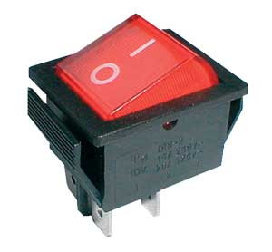 Rocker switch   2pol./4pin  ON-OFF 250V/15A - red