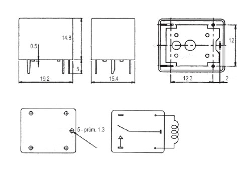 Relé 12V 15A / 250VAC  1x přep.  RAS1215/LEG-12