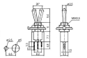 Toggle switch     2pol./3pin  ON-ON (mini)