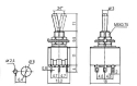Toggle switch    3pol./9pin  ON-OFF-ON 12V