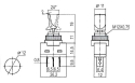 Toggle switch   2pol./3pin  ON-OFF 12VDC - transparent red