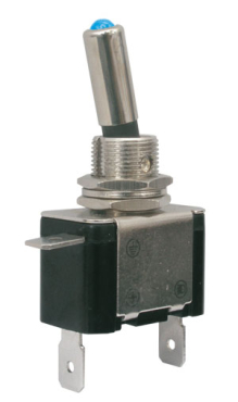 Toggle switch   2pol./2pin  ON-OFF 12VDC/25A (blue LED)