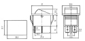 Rocker switch  2pol./4pin  ON-OFF 250V/15A - transparent red