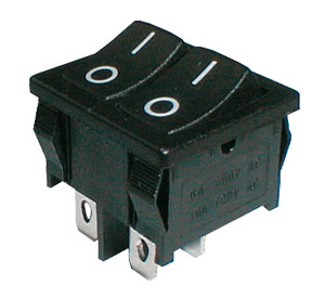 Rocker switch     2x(2pol./2pin)  ON-OFF 12V - black  (O-I)