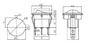 Rocker switch  2pol./3pin  ON-OFF 250V/6A (rounded) - transparent blue