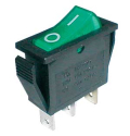 Rocker switch    2pol./3pin  ON-OFF 250V/15A - transparent green