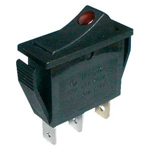 Rocker switch    2pol./3pin  ON-OFF 250V/15A (red LED)