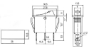 Rocker switch    2pol./3pin  ON-OFF 250V/15A (red LED)