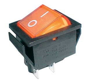Rocker switch  2pol./4pin  ON-OFF 250V/15A - transparent yellow