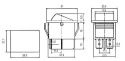 Rocker switch  2pol./4pin  ON-OFF 250V/15A - transparent blue
