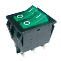 Rocker switch  2x(2pol./3pin)  ON-OFF 250V/15A - transparent green