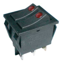Rocker switch  2x(2pol./3pin)  ON-OFF 250V/15A  (red LED)