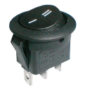 Rocker switch  2pol./3pin  ON-ON 250V/6A (rounded) - black