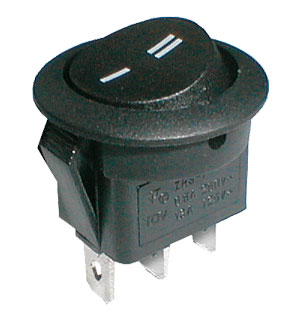 Rocker switch  2pol./3pin  ON-ON 250V/6A (rounded) - black