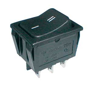 Rocker switch   2pol./6pin  ON-ON 250V/15A - black
