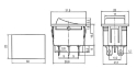 Rocker switch   2pol./6pin  ON-ON 250V/15A - black