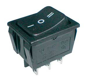 Rocker switch   3pol./6pin  ON-OFF-ON 250V/15A - black