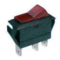 Rocker switch    2pol./3pin  ON-OFF 20A/12VDC - transparent red