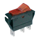 Rocker switch    2pol./3pin  ON-OFF 20A/12VDC - transparent yellow