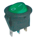 Rocker switch  2pol./3pin  ON-OFF 16A/12VDC (rounded) - transparent green