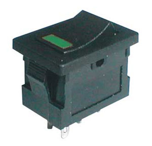 Rocker switch     2pol./4pin  ON-OFF 250V/3A (green LED)