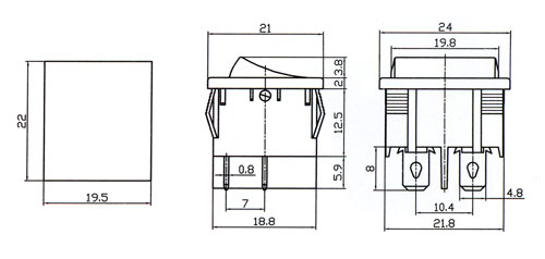Rocker switch     2pol./4pin  ON-OFF 250V/6A black