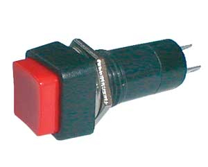 Push-button switch  ON-OFF 250V/1A (squared) - red