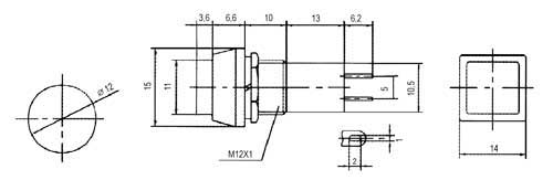 Push-button switch  ON-OFF 250V/1A (squared) - red