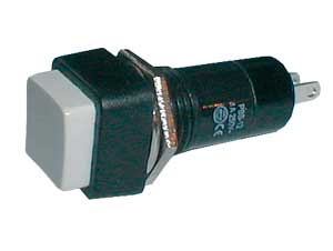 Push-button switch OFF-(ON) 250V/1A (squared) - white