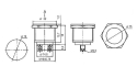 Push-button switch OFF-(ON) 12V (rounded) metal - type 2
