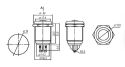 Push-button switch OFF-(ON) 12V (rounded) metal - type 3