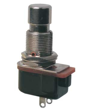 Push-button switch ON-(OFF) 12V (rounded) metal
