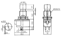 Push-button switch ON-(OFF) 12V (rounded) metal