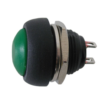 Push-button switch  OFF-(ON)  (rounded) middle -green