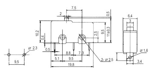 Micro switch ON-(ON)  5A