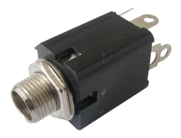 Plug contact 6.3 mono (panel, plastic) + switch