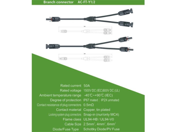 Connector for solar panels MC4 GETI 1x female 2x male 30cm